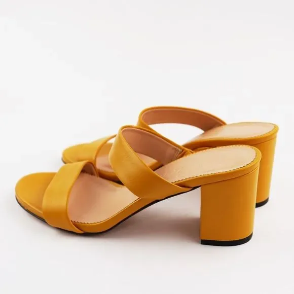 New JCREW Size 7 Lucie Double-Strap Block-Heel Sandals in Warm Marigold - Picture 5 of 7